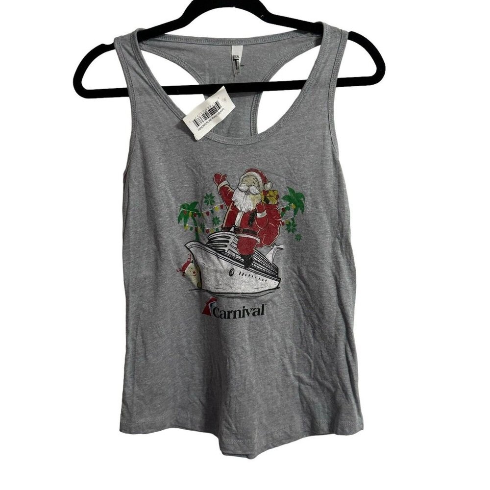 Gray Tank Top with Santa Graphic